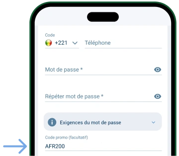 Entrer le code promo AFR200  Télécharger 1xBet Android